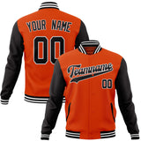 Custom Orange & Black Solid Color Varsity Jacket JA01240607JZ396