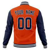 Custom Orange & Navy Solid Color Varsity Jacket JA01240607JZ397