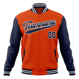 Custom Orange & Navy Solid Color Varsity Jacket JA01240607JZ397