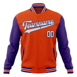 Custom Orange & Purple Solid Color Varsity Jacket JA01240607JZ398