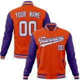 Custom Orange & Purple Solid Color Varsity Jacket