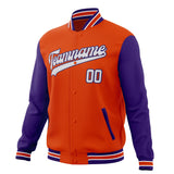 Custom Orange & Purple Solid Color Varsity Jacket JA01240607JZ398