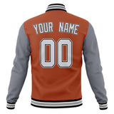 Custom Texas-Orange & Gray Solid Color Varsity Jacket JA01240607TY541