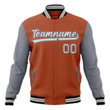 Custom Texas-Orange & Gray Solid Color Varsity Jacket JA01240607TY541