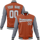 Custom Texas-Orange & Gray Solid Color Varsity Jacket JA01240607TY541