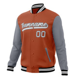 Custom Texas-Orange & Gray Solid Color Varsity Jacket JA01240607TY541