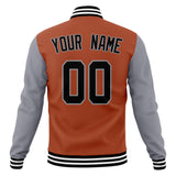 Custom Texas-Orange & Gray Solid Color Varsity Jacket JA01240607TY542