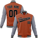 Custom Texas-Orange & Gray Solid Color Varsity Jacket