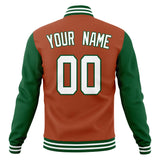 Custom Texas-Orange & Green Solid Color Varsity Jacket JA01240607TY543