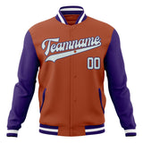 Custom Texas-Orange & Purple Solid Color Varsity Jacket JA01240607TY546