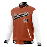 Custom Texas-Orange & White Solid Color Varsity Jacket JA01240607TY549