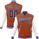 Custom Texas-Orange & White Solid Color Varsity Jacket