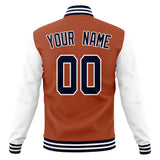 Custom Texas-Orange & White Solid Color Varsity Jacket JA01240607TY551