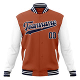 Custom Texas-Orange & White Solid Color Varsity Jacket JA01240607TY551