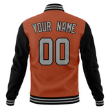 Custom Texas-Orange & Black Solid Color Varsity Jacket JA01240607TY555