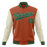 Custom Texas-Orange & Cream Solid Color Varsity Jacket JA01240607TY556