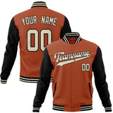 Custom Texas-Orange & Black Solid Color Varsity Jacket JA01240607TY557