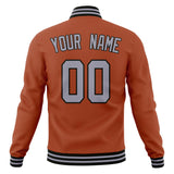 Custom Texas-Orange & Gray Solid Color Varsity Jacket JA01240607TY561