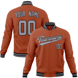 Custom Texas-Orange & Gray Solid Color Varsity Jacket