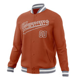 Custom Texas-Orange & Gray Solid Color Varsity Jacket JA01240607TY569