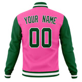 Custom Pink & Green Solid Color Varsity Jacket JA01240607WX410