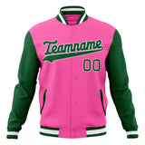 Custom Pink & Green Solid Color Varsity Jacket JA01240607WX410