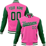 Custom Pink & Green Solid Color Varsity Jacket