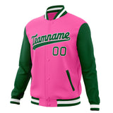 Custom Pink & Green Solid Color Varsity Jacket JA01240607WX410