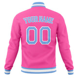 Custom Pink & Light-Blue Solid Color Varsity Jacket JA01240607WX411