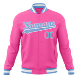 Custom Pink & Light-Blue Solid Color Varsity Jacket JA01240607WX411