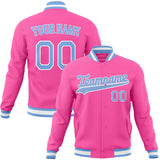 Custom Pink & Light-Blue Solid Color Varsity Jacket JA01240607WX411