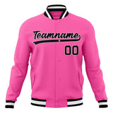 Custom Pink & Black Solid Color Varsity Jacket JA01240607WX412