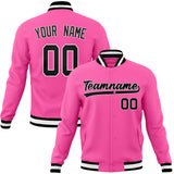 Custom Pink & Black Solid Color Varsity Jacket JA01240607WX412