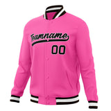 Custom Pink & Black Solid Color Varsity Jacket JA01240607WX412