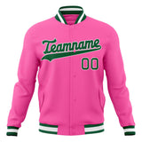 Custom Pink & Green Solid Color Varsity Jacket JA01240607WX413