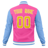 Custom Pink & Light-Blue Solid Color Varsity Jacket JA01240607WX414