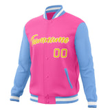 Custom Pink & Light-Blue Solid Color Varsity Jacket JA01240607WX414