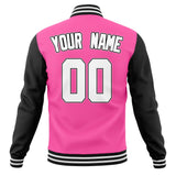 Custom Pink & Black Solid Color Varsity Jacket JA01240607WX415