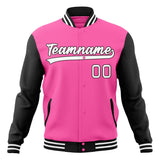 Custom Pink & Black Solid Color Varsity Jacket JA01240607WX415