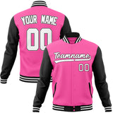 Custom Pink & Black Solid Color Varsity Jacket