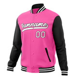 Custom Pink & Black Solid Color Varsity Jacket JA01240607WX415