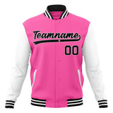 Custom Pink & White Solid Color Varsity Jacket JA01240607WX416