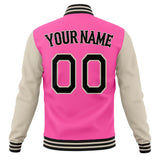 Custom Pink & Cream Solid Color Varsity Jacket JA01240607WX417