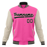 Custom Pink & Cream Solid Color Varsity Jacket JA01240607WX417