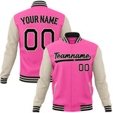 Custom Pink & Cream Solid Color Varsity Jacket JA01240607WX417