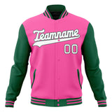 Custom Pink & Green Solid Color Varsity Jacket JA01240607WX418