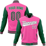 Custom Pink & Green Solid Color Varsity Jacket JA01240607WX418