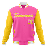 Custom Pink & Gold Solid Color Varsity Jacket JA01240607WX422