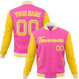 Custom Pink & Gold Solid Color Varsity Jacket