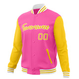 Custom Pink & Gold Solid Color Varsity Jacket JA01240607WX422